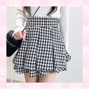 당일 발송 INGNI 잉그 트위드 턱 미니 플레어 스커트 프리 사이즈