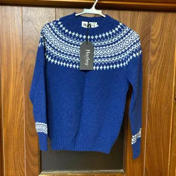 Harley 페어아일 패턴 니트 스웨터 파랑