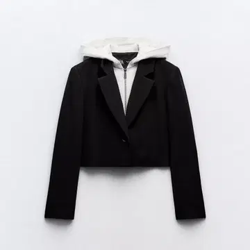 미사용 새상품 ZARA 후드 레이어 크롭 테일러드 자켓
