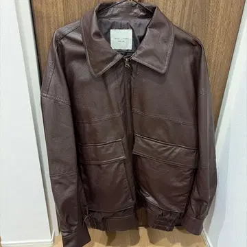 프릭스토어 인조 가죽 블루종 브라운