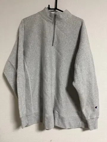 Champion 그레이 하프 지퍼 리버스 위브 맨투맨