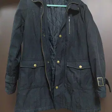 WITH EASE 후드 부착 다크 블루 다운 자켓