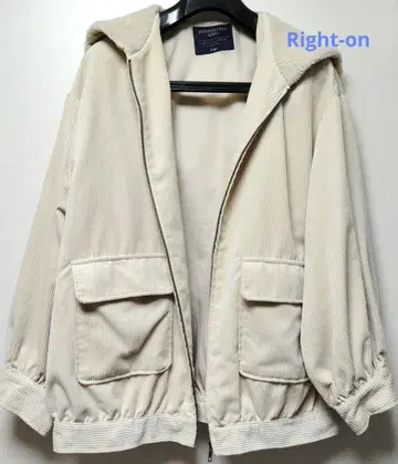 Right-on 코듀로이 후드 부착 자켓 베이지