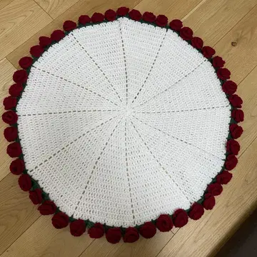 손뜨개질 장미 꽃다발 담요