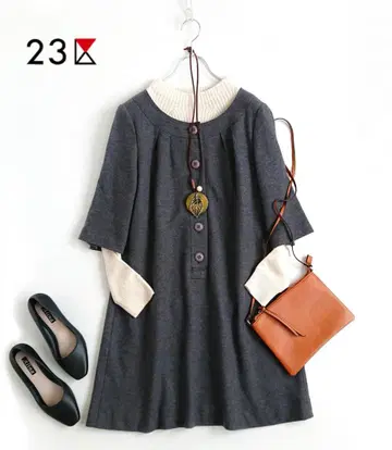새상품급 23구 빅 사이즈 라운드넥 튜닉 원피스 그레이