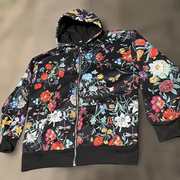 남성용 올 패턴 꽃무늬 풀 집업 후드티