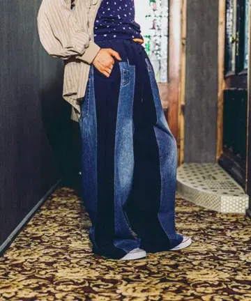 니코앤드 데님 패치워크 팬츠