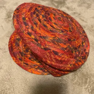 JACQUES LE CORRE 캐스킷 체크 리본 빨간색 오렌지 계열