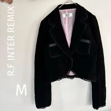 R.F INTER REMIX 벨로아 자켓 블랙 레이스 38 럭셔리