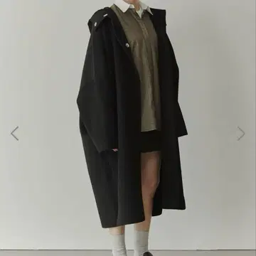 르쉘블루 Hooded Over COAT 블랙 검정 울