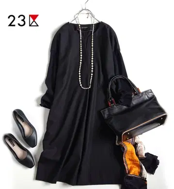 23구 소매 니트 키넥 이소재 풍성한 코쿤 원피스 블랙