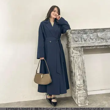 Pinup Closet 발수 트렌치코트 네이비 하자 있음