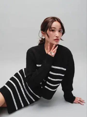 sheller spangle stripe knit cardigan