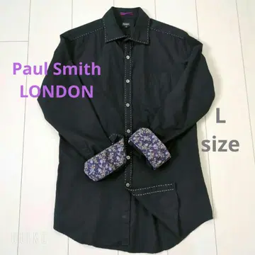 [ 새상품급 ] 폴스미스 런던 긴팔 셔츠 꽃무늬 안감 스티치 블랙 L