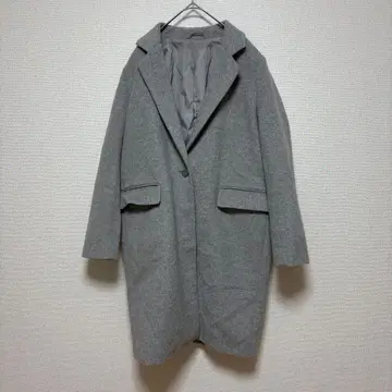 그레이 울 혼방 롱 코트