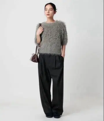 백 랩 턱 와이드 팬츠 워셔블 블랙