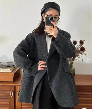 LILY BROWN 샤기 오버 자켓 CGRY