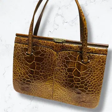 레어 노브랜드 크로커다일 가죽 백 브라운
