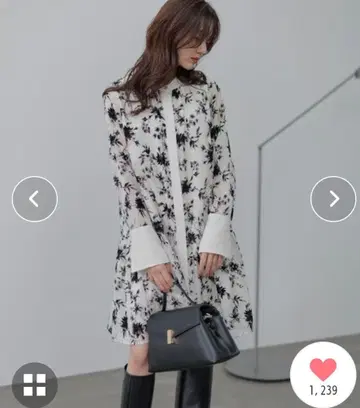 꽃무늬 긴팔 A라인 원피스