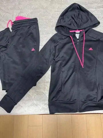 adidas 후드 부착 저지 블랙/핑크