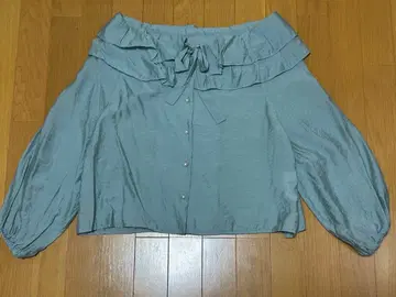 개더 프릴 리본 블라우스