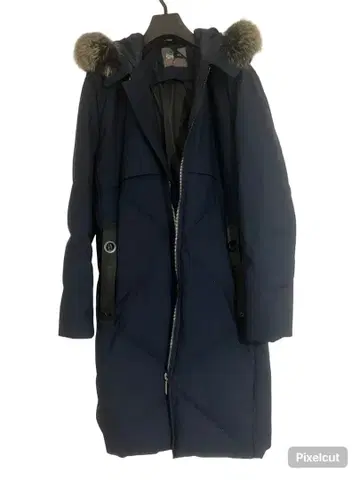 네이비 퍼 후드 다운 자켓