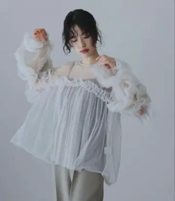 niana 튤 프릴 블라우스 상의 볼륨 결혼식 ANDRESD