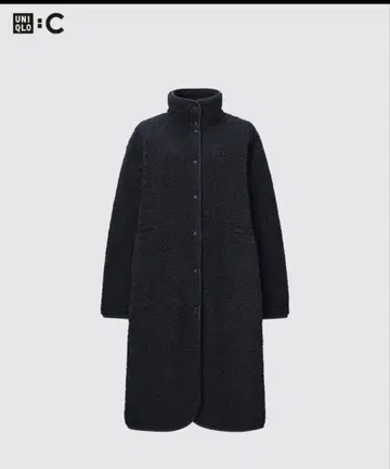 UNIQLO C 보아 플리스 스탠드 칼라 코트 S 블랙