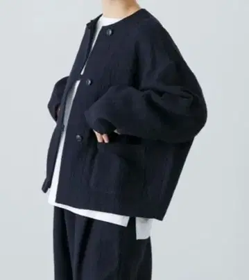 카구레 미사용 새상품 가격표 포함 울 린넨 쿨 넥 자켓 블랙 일본제