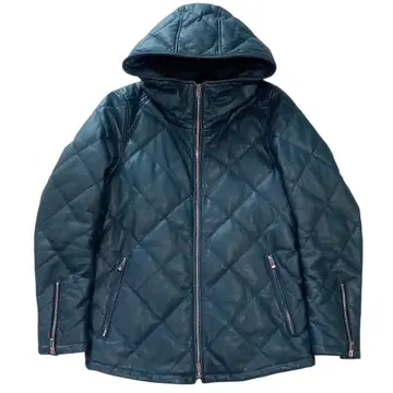 노아이디 가죽 퀼팅 다운 후디드 다운 블루종 1 네이비