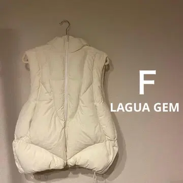 LAGUA GEM 화이트 후드 부착 퀼팅 베스트