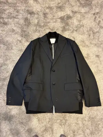 sacai 테일러드 나일론 트윌 도킹 자켓 블랙 2 사이즈