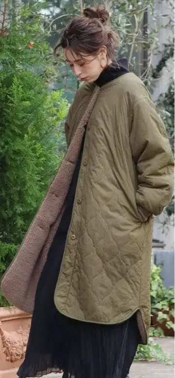 Ungrid 리버서블 코트 보아 퀼팅 (khaki)