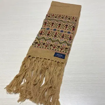 Cuddly 기하학 패턴 머플러 베이지 프린지