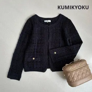쿠미쿄쿠 노카라 트위드 니트 가디건 펄 행사 원피스 세트