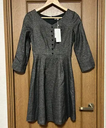 [택 포함 새상품] 프로포션 라메 믹스 원피스 블랙