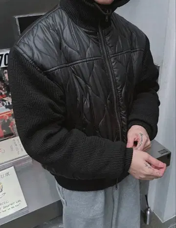 ASCLO 니트 X 퀼팅 패디드 재킷