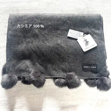MARIELLA BURANI 캐시미어 100% 대형 숄 머플러 그레이