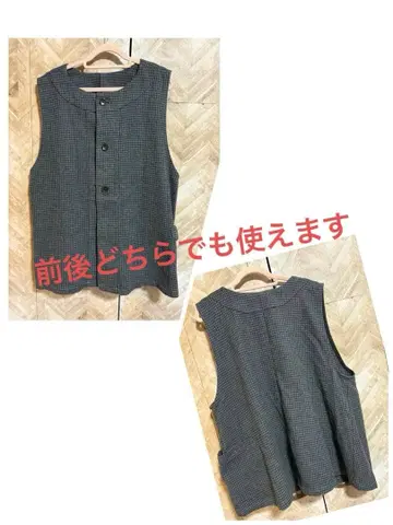 그레이 계열 체크 슬리브리스 베스트