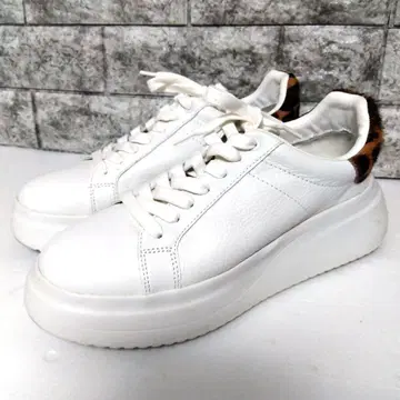 ZARA 자라 레오파드 애니멀 무늬 스니커즈 통굽 화이트 24.5