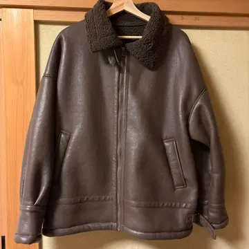 Heather 인조 가죽 플라이트 보아 자켓 F 브라운