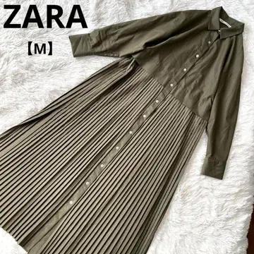 ZARA 자라 [ M ] 롱 셔츠 원피스 플리츠 원피스