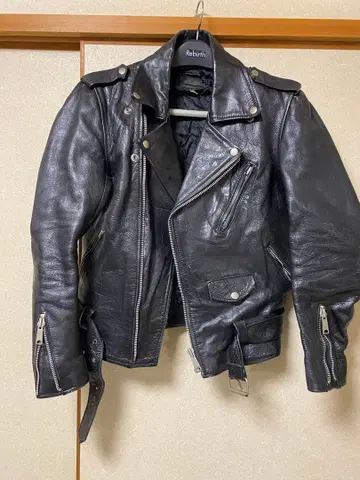 천연 가죽 더블 라이더 자켓 블랙