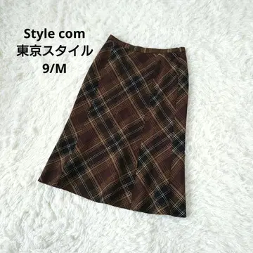 스타일 닷컴 도쿄 스타일 체크 플레어 스커트 울 9호/M