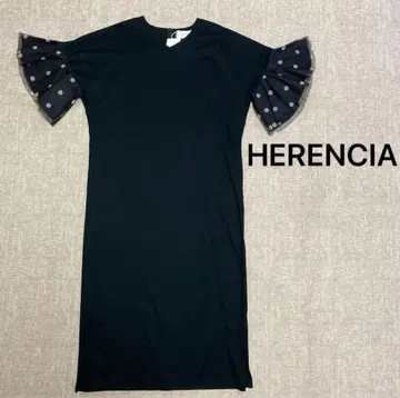 HERENCIA 도트 튤 플레어 슬리브 원피스 드레스