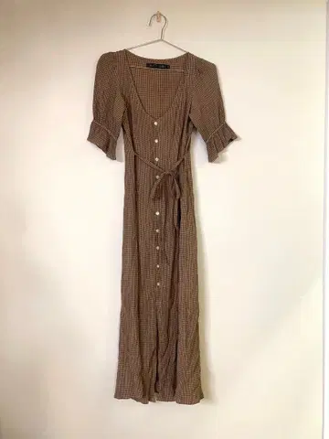 CHRISTY DAWN 체크 무늬 롱 원피스 S