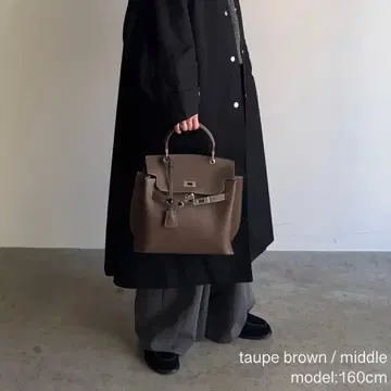 JISTORY 토프 브라운 소가죽 핸드백