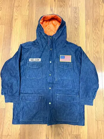 데님 마운틴 후드티 와펜 포함 빈티지 구제 의류 남성용 L