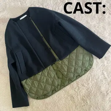 CAST: 퀼팅 절개 노카라 자켓 충전솜 콤비 블루종