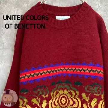 [ 이탈리아제 ] 베네통 꽃무늬 니트 스웨터 구제 의류 레트로 빈티지